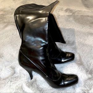 Black Leather Heel Boots